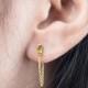 Peridot Chain Earrings - Stud Chain Earring - Gemstone Earrings - Dangling Post Earrings - Minimal Jewelry - Bridesmaid Gift -STD088OLP