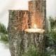 Log Wood Candle Set of 3 tealights included.
