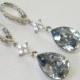 Dusty Blue Crystal Earrings, Blue Teardrop Leverback Earrings, Swarovski Blue Shade Earrings, Wedding Jewelry, Bridal Jewelry, Prom Earrings