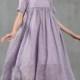 empired linen dress, soft lilac dress, maxi dress, linen maxi dress with pockets, plus size dress, linen kaftan, boho dress Linennaive