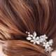 bridal hair piece, wedding hair comb, flower hair clip, floral headpiece, rhinestone hairpiece by savchenko design,crystal headpiece