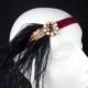 Burgundy, black and gold gatsby headpiece, Art deco headband, Flapper hair piece. GG-006