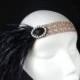 Black and gold gatsby headband, Art deco headpiece, Flapper hair piece. GG-003