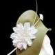 Green and white fascinator. Kentucky derby. Ascot hat.
