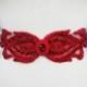Red lace bridal belt, Wedding belt, Red bride sash, Bridal accessories, Embroidery sash, FE-001