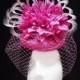 Pink flower ascot hat. Flower pillbox hat.