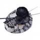 Black and ivory wedding fascinator. Black hat. Womans hat.