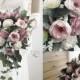 Two Tone Dusty Rose Sola Flower Bridal Cascade Bouquet ~ Colors: Light and Dark Dusty Rose & Natural Ivory ~ Sola Wood Bouquet