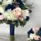Navy Wedding bouquet,Blush Bridal bouquet,Navy blue & blush bouquet,Navy wedding flowers,Blush wedding flowers,Wedding accessory,Bridesmaid