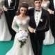 Classic BUDGET wedding cake topper Bride Groom Flower bouquet~YOUR hair/eye/flower colors