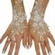Ivory gold or ivory silver frame wedding gloves bridal gloves lace gloves fingerless gloves ivory gloves bridal accessories party prom