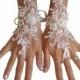 Wedding gloves beaded pearls white or ivory lilac bridal gloves lace gloves fingerless gloves french lace gloves lavender