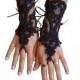 Beaded, goth, gothic lace, black Wedding gloves, Party gloves, bridal gloves, fingerless gloves, french lace, vampire, costume, party, prom