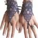 Gothic lace very dark grey smoked gray Wedding gloves bridal gloves fingerless gloves french lace bridesmaid gift tea party