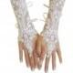 Ivory Wedding gloves, bridal gloves, lace gloves, fingerless gloves, french lace gloves, bridal accessories, lace gauntlets, long gloves
