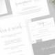 Romantic Grey and White Personalised Wedding Invitation & RSVP set with belly band / Wedding invite / UK