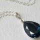 Navy Blue Crystal Necklace, Dark Blue Teardrop Necklace, Swarovski Montana Blue Pendant, Wedding Jewelry, Bridal Jewelry, Deep Blue Pendant