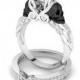 Engagement Wedding Women's Ring Sets Skull Design , Two Tone & Two Skull Face 3.64Ct White Round Cut CZ Diamond in Solid 925 Sterling Silver