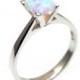 1ct Princess Cut Unicorn Tear Opal Solitaire Engagement Ring Sterling Silver (SS210)