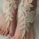 12 COLOR Champagne lace barefoot sandals wedding barefoot Flexible wrist lace sandals Beach wedding barefoot sandals beach Wedding shoes