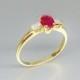 Ruby ring with diamond and 18K gold - gift for her - engagement and anniversary ring - July birthstone