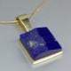 Men's raw Lapis Lazuli pendant with 18K gold gift for him September and December birthstone - genuine blue gemstone