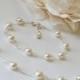 White Pearl Bridal Jewelry Set, Swarovski Pearl Necklace&Bracelet Set, White Pearl Wedding Jewelry, Bridal Pearl Jewelry, Dainty Pearl Sets