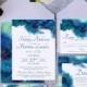 Galaxy Digital Wedding Invitation Suite, Starry Night Blue Green Wedding Invite, Celestial Printable Editable Template, Instant Download WS9