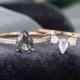 Pear shaped engagement ring set Rose Gold engagement ring vintage Alexandrite ring Moissanite wedding rings women Bridal Anniversary gift