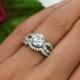 2.25 ctw Infinity Gatsby Style Bridal Set, Engagement Ring, Man Made Diamond Simulants, Wedding Set, Curved Twisted Ring, Sterling Silver