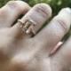 Emerald Cut Morganite Ring 14K Rose Gold Engagement Wedding Diamond Ring Micro Pave Peach Gem