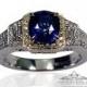 Blue Cushion Sapphire and Diamond Ring-18kt White Gold 2.18 tcw Natural Ceylon -GIA Certified