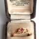 18K Gold Vintage Ruby & Diamond Ring, Victorian 18ct Engagement Ring, UK Size N 1/2, US Size 6 3/4, Dress Ring