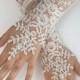 Ivory Wedding Gloves, Long Ivory lace gloves, Handmade gloves, Ivory bride glove bridal gloves lace gloves fingerless gloves