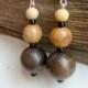 Round beads wood earrings , Wooden beaded jewelry ,  Rustic jewelry handmade