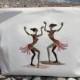 Linen Clutch Bag,Free Shipping,African Woman Embroidery,Summer Bag,Causel Clutch,Wristlet,Cosmetic Bag,HandStrap Clutch,Personalize Gift