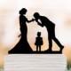 family Wedding Cake Topper With little girl, bride and groom child Cake Topper for Wedding , silhouette cake toppers with heart cake decor