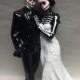 Wedding Cake Topper Day of the Dead Skeleton Couple Bald Groom