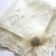 Swarovski Bride Handkerchief, Ivory handkerchief, Lace Hanky, Wedding hankie for daughter