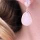 Wedding Earrings Bridal Jewelry Zircon Diamond Earrings Rose Quartz