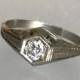 Art Deco 1920s Diamond Engagement Ring in 14k White Gold Set w G/VVS2 .25ct. Round Brilliant Diamond . Size 6.75. Antique / Vintage .