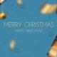 Christmas Party Invitation blue black gold gift box snowflake balls glitter gold confetti
