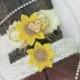 Personalized Sunflower Wedding Garter Set,Country Chic Wedding Garter Set,Keepsake & Toss garter Set