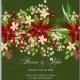 Christmas party invitation with holiday wreath of poinsettia, needle, holly summer