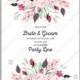Magenta Pink ranunculus white rose greenery wedding invitation vector template vector template