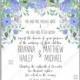 Blue floral wedding invitation greenery anemone peony invitation download