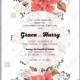 Poinsettia, anemone wedding invitation floral template