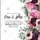 Burgundy Plum Floral Watercolor Wedding Invitations Peony anemone ranunculus eucalyptus baby shower invitation
