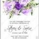Lavander violet purple lilac peony floral wedding invitation vector template watercolor greenery vector invitation invitation template