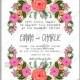 Pink rose, peony wedding invitation card decoration bouquet